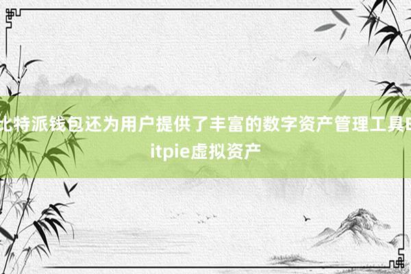 比特派钱包还为用户提供了丰富的数字资产管理工具Bitpie虚拟资产