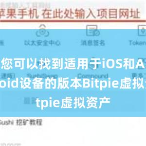 您可以找到适用于iOS和Android设备的版本Bitpie虚拟资产